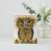 Shaggy owl big eyed wildlife briefkaart (Staand voorkant)