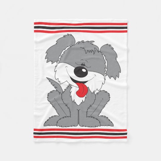 Shaggy Puppy Cartoon Fleece Deken (Voorkant)