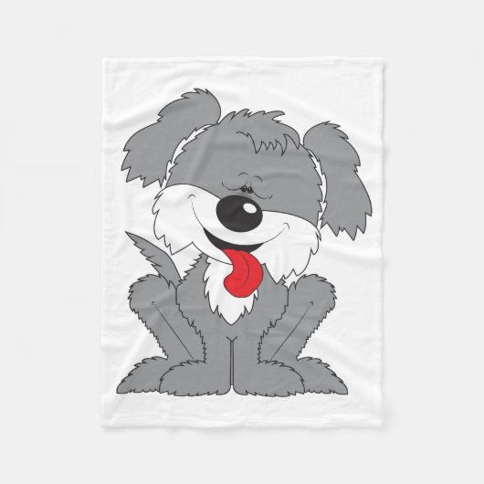 Shaggy Puppy Cartoon Fleece Deken (Voorkant)