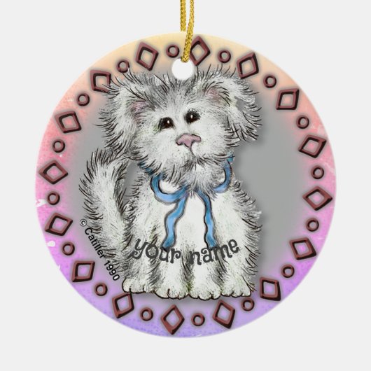 Shaggy Puppy Dog Keramisch Ornament (Voorkant)