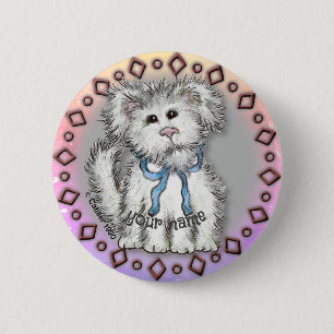 Shaggy Puppy Dog Ronde Button 5,7 Cm