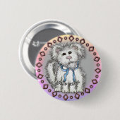 Shaggy Puppy Dog Ronde Button 5,7 Cm (Voorkant /achterkant)