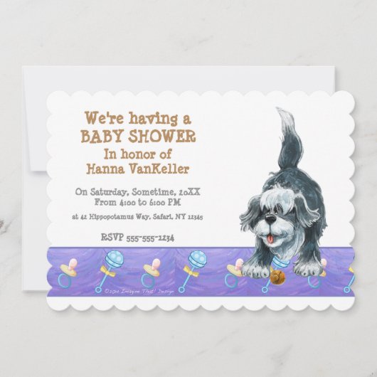 Shaggy Sheep Dog Baby shower Kaart (Voorkant)