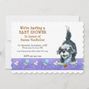 Shaggy Sheep Dog Baby shower Kaart