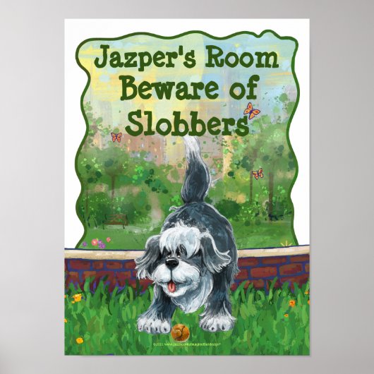 Shaggy Sheep Dog Beware Room Poster (Voorkant)