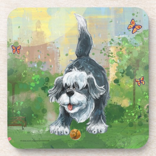 Shaggy Sheep Dog Bier Onderzetter (Voorkant)