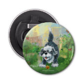 Shaggy Sheep Dog Button Flesopener (Voorkant)