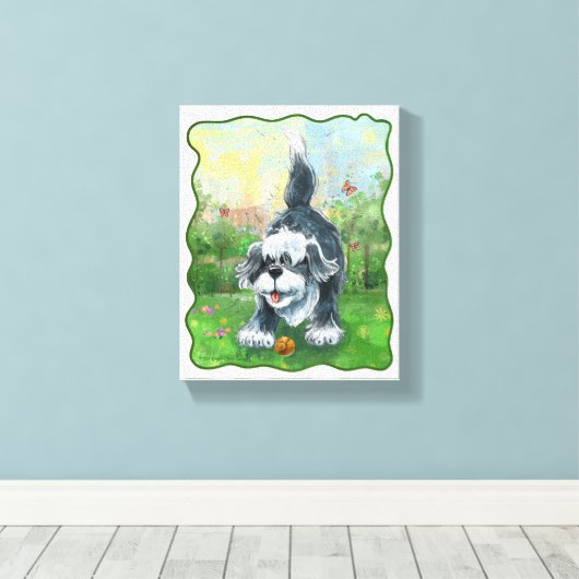 Shaggy Sheep Dog Canvas Afdruk (Insitu (Houten vloer))