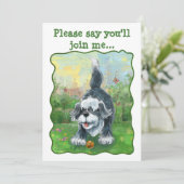 Shaggy Sheep Dog Party Center Kaart (Staand voorkant)