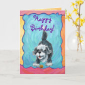 Shaggy Sheep Dog Party Center Kaart (Gele Bloem)