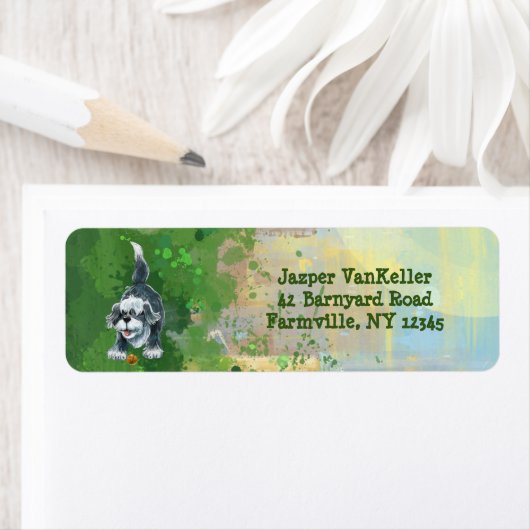 Shaggy Sheep Dog Stationery Etiket (Insitu)