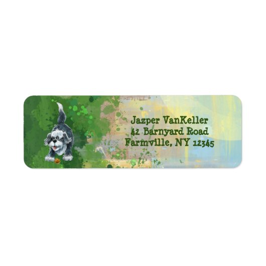 Shaggy Sheep Dog Stationery Etiket (Voorkant)