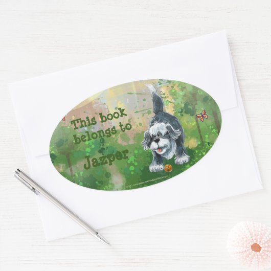 Shaggy Sheep Dog Stationery Ovale Sticker (Envelop)