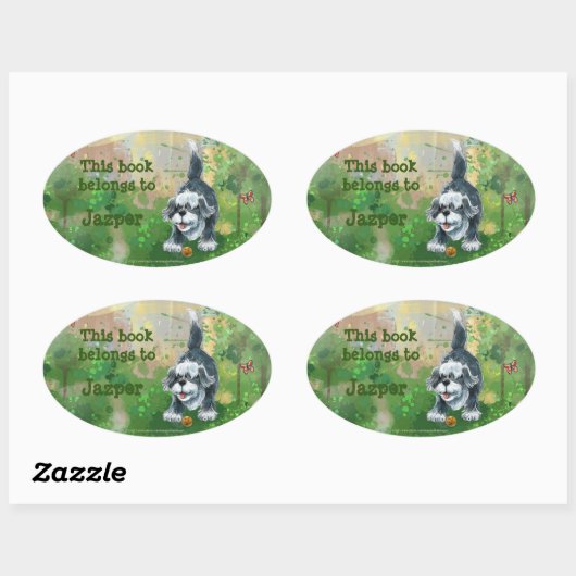 Shaggy Sheep Dog Stationery Ovale Sticker (Vel)