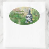 Shaggy Sheep Dog Stationery Ovale Sticker (Tas)