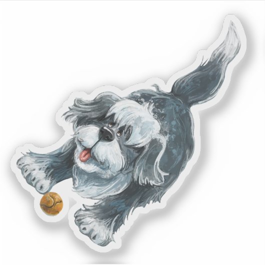 Shaggy Sheep Dog Stationery Sticker (Voorkant)
