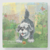 Shaggy Sheep Dog Stenen Onderzetter (Voorkant)