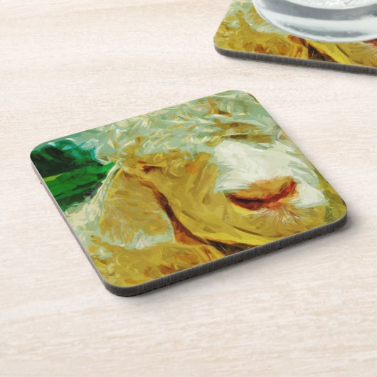 Shaggy White Angora Goat Abstract Impressionisme Drankjes Onderzetter (Linkerzijde)