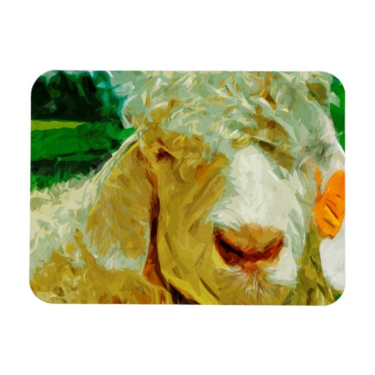 Shaggy White Angora Goat Abstract Impressionisme Magneet (Horizontaal)