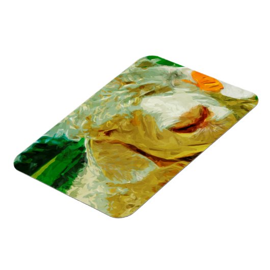 Shaggy White Angora Goat Abstract Impressionisme Magneet (Linkerzijde)