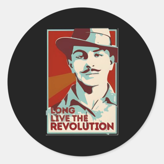 Shaheed Bhagat Singh Revolutie Ronde Sticker (Voorkant)