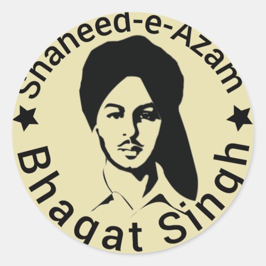 shaheed -e-azam Bhagat Singh Ronde Sticker (Voorkant)