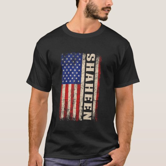 SHAHEEN Achternaam Shirt SHAHEEN Naam American Fla (Voorkant)