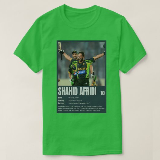 Shahid Afridi Pakistani Cricketer Pakistan Cricket T-shirt (Design voorkant)