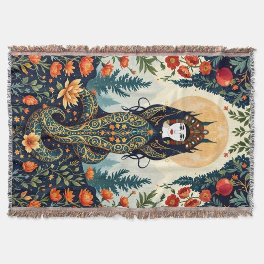 Shahmaran Patroon Gooi Deken – Mystiek Midden (Voorkant)