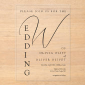 Shailene Black Wedding Acryl Uitnodigingen (Voorkant)