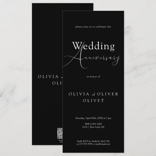 Shailene Zwart-wit bruiloft Jubileum Kaart (Voorkant / Achterkant)