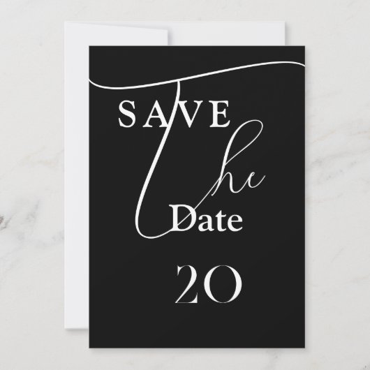 Shailene Zwart-wit bruiloft Save The Date Kaart (Voorkant)
