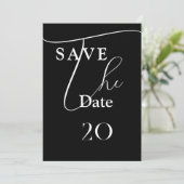 Shailene Zwart-wit bruiloft Save The Date Kaart (Staand voorkant)