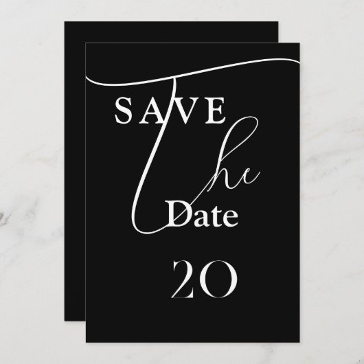 Shailene Zwart-wit bruiloft Save The Date Kaart (Voorkant / Achterkant)
