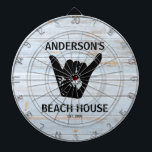 Shaka Beach House Surfer  Dartbord<br><div class="desc">Het themadartboard van het elke huis dat enkel voor u wordt gepersonaliseerd!  Shaka-ontwerp in bijtend hout en zwart...  Aanpassen met jouw tekst om u aan te passen. Neem contact met me op als je hulp nodig hebt,  ik zou graag helpen.</div>