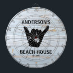 Shaka Beach House Surfer Dartbord<br><div class="desc">Het themadartboard van het elke huis dat enkel voor u wordt gepersonaliseerd! Shaka-ontwerp in bijtend hout en zwart... Aanpassen met jouw tekst om u aan te passen. Neem contact met me op als je hulp nodig hebt, ik zou graag helpen.</div>