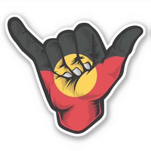Shaka Hand Aboriginal Flag Goede Vibes Sticker (Voorkant)