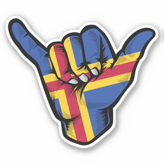 Shaka Hand Aland Flag Good Vibes Sticker (Voorkant)