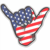 Shaka Hand Amerikaanse vlag VS juli vierde patriot Sticker (Voorkant)