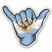 Shaka Hand Argentinië Vlag Goede Vibes Sticker (Voorkant)