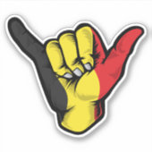 Shaka Hand België Vlag Goede Vibes Sticker (Voorkant)