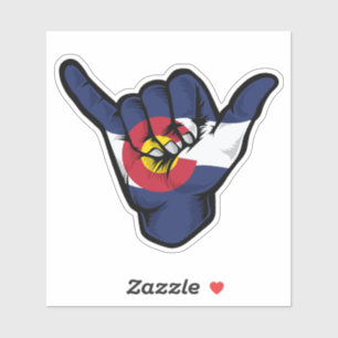 Shaka Hand Colorado Vlag Goede Vibes Sticker