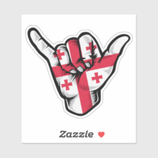 Shaka Hand Georgia Vlag Goede Vibes Sticker