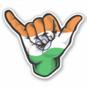 Shaka Hand India Vlag Goede Vibes Sticker (Voorkant)