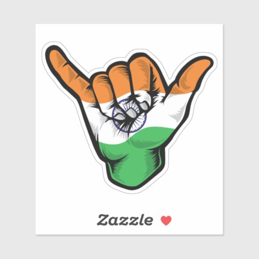 Shaka Hand India Vlag Goede Vibes Sticker (Vel)