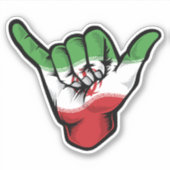 Shaka Hand Iran Vlag Goede Vibes Sticker (Voorkant)