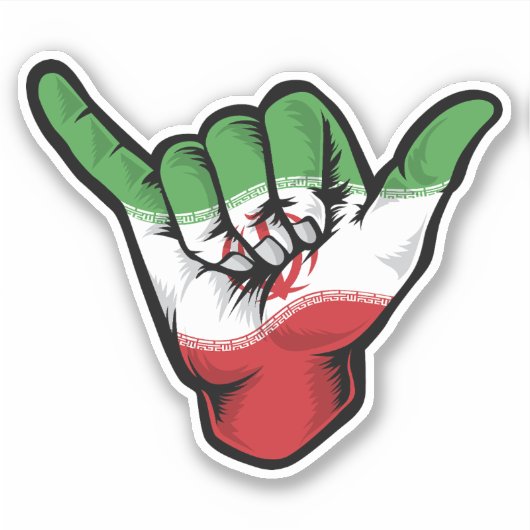 Shaka Hand Iran Vlag Goede Vibes Sticker (Voorkant)