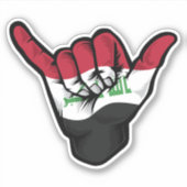 Shaka Hand Iraq Vlag Goede Vibes Sticker (Voorkant)