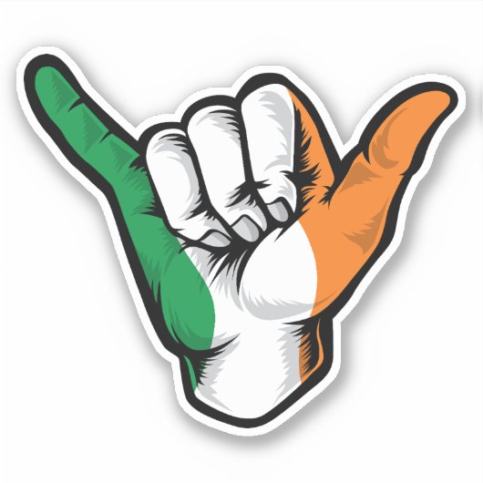 Shaka Hand Ireland Flag Good Vibes Sticker (Voorkant)