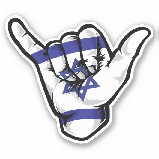 Shaka Hand Israel Flag Good Vibes Sticker (Voorkant)